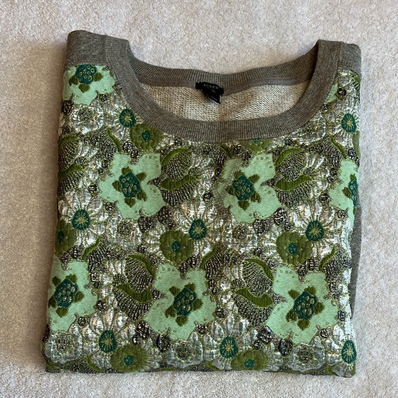 J. Crew jacquard floral front sweatshirt - Picture 2 of 10